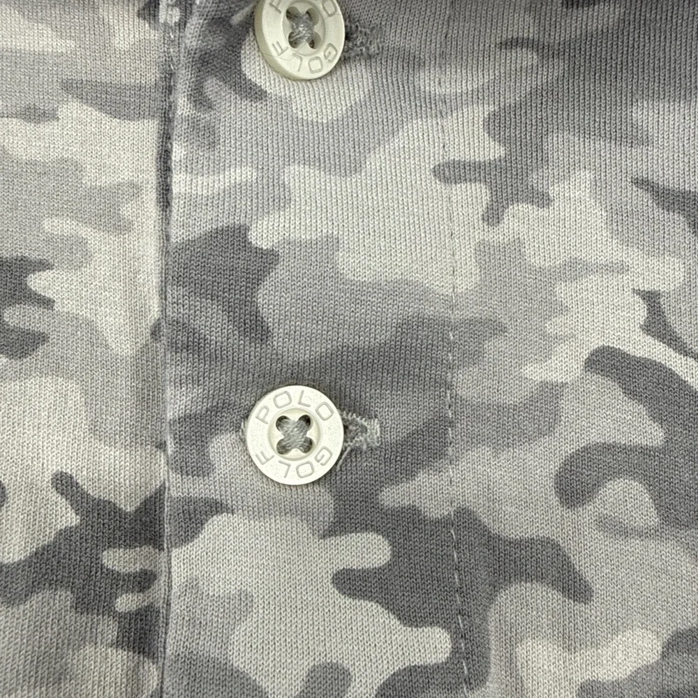Polo Golf Ralph Lauren Camo Shirt Gray Military AOP Lightweight Rugby Small